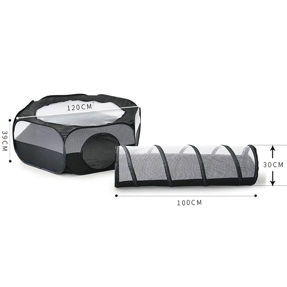 2-In -1 Cat Tunnel Rabbit Cage Two-Piece Cat Nest Toy Foldable Multifunctional Cats Roll Cage Pet Supplies