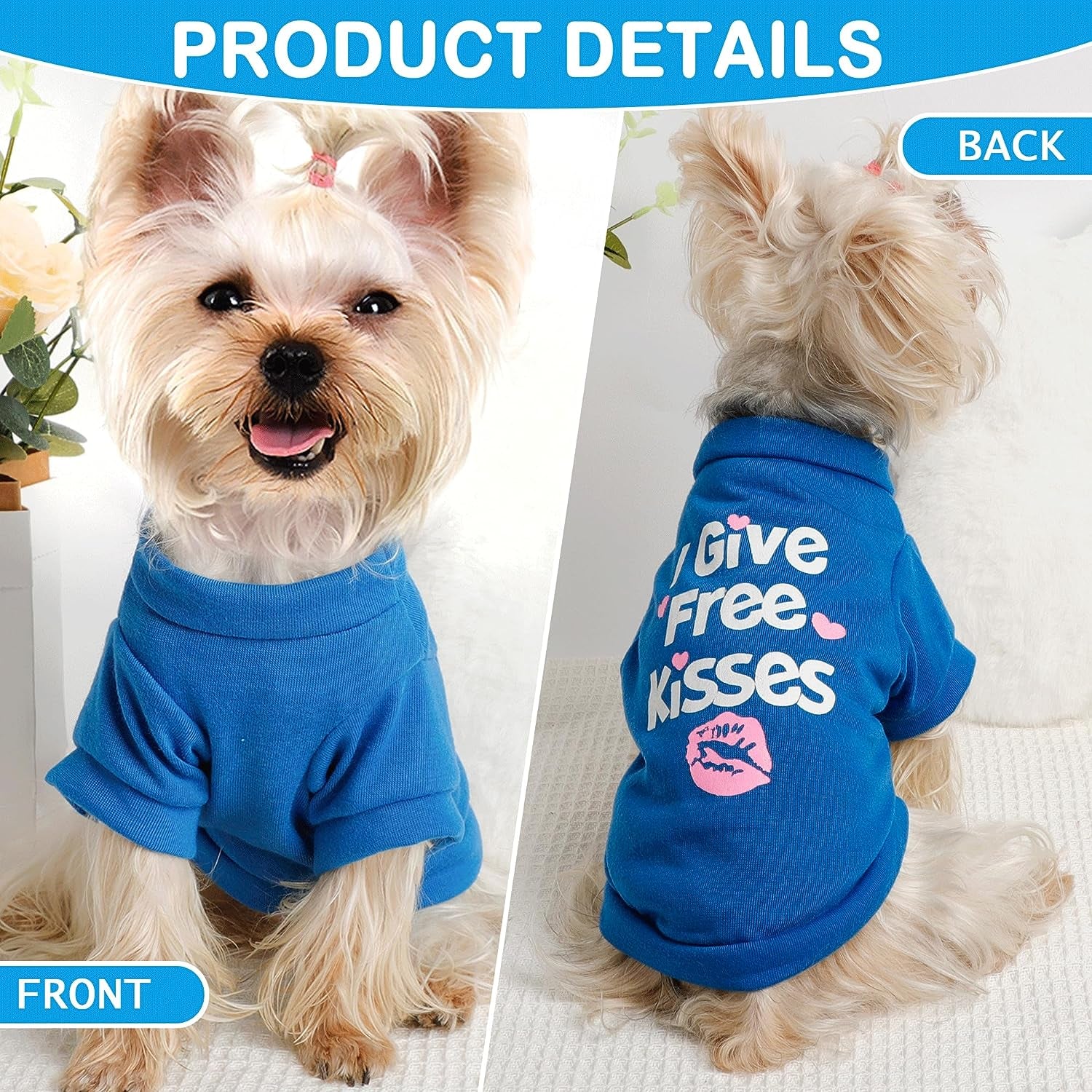 4 Pieces Dog Shirt, Summer Dog Clothes for Small Dogs Boy, Funny Printed Cool Dog Clothes for Male Dog Cute Pet Puppy Tshirts Clothing Outfits,Cat Apparel,For Teacup,Chihuahua,Yorkie,Small,Blue