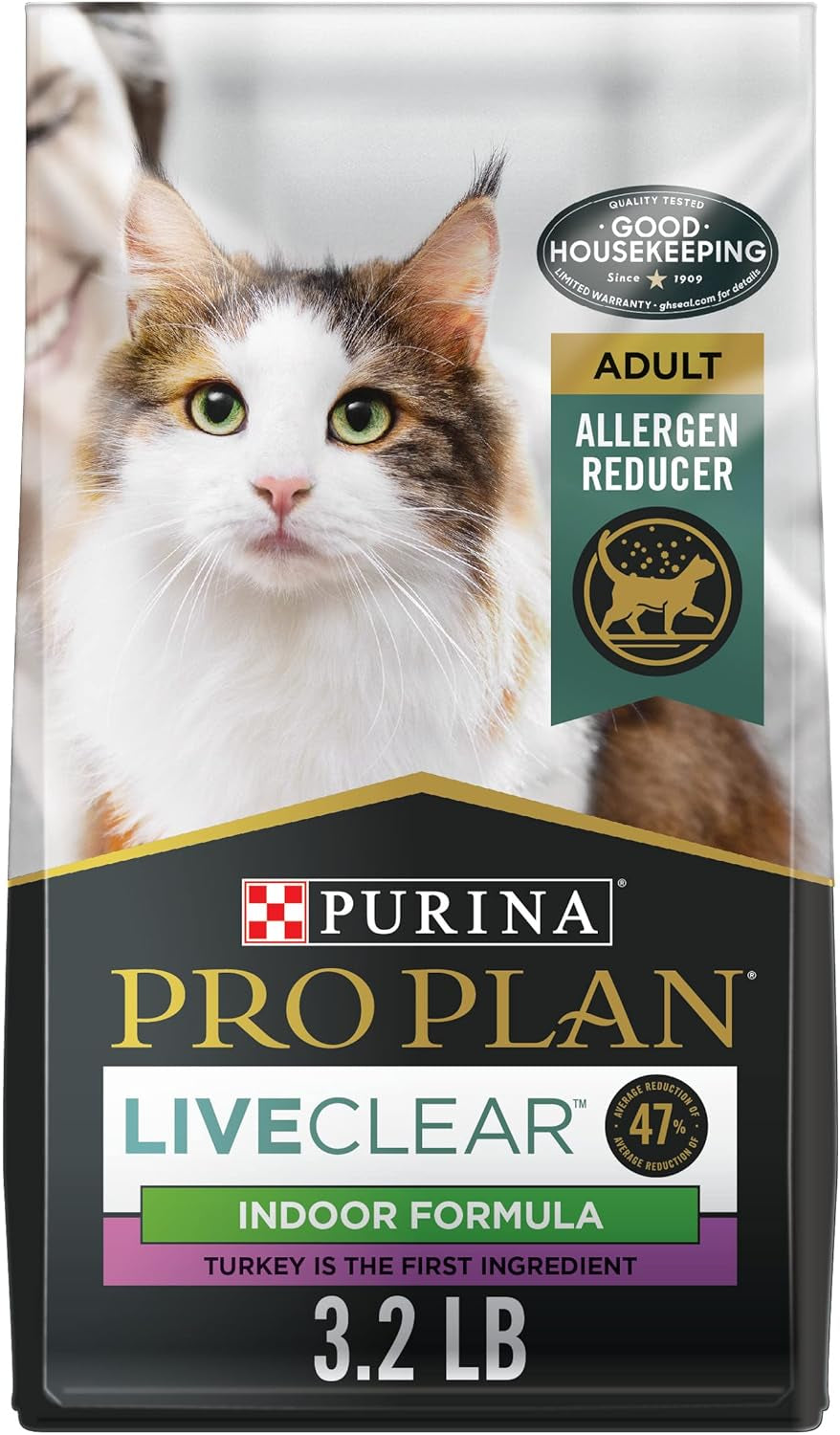 Allergen Reducing, Indoor Cat Food, LIVECLEAR Turkey and Rice Formula - 3.2 Lb. Bag