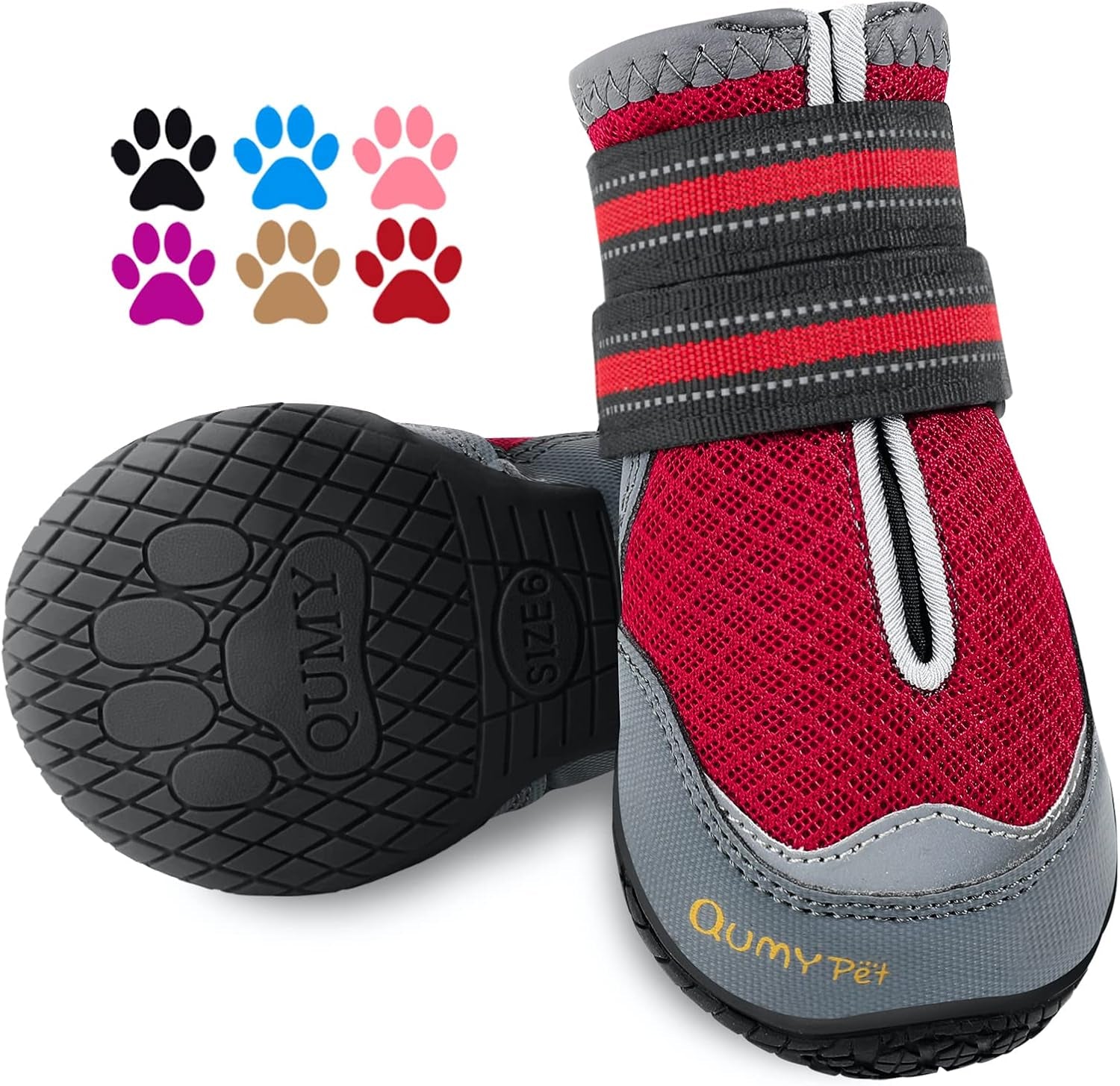 2PCS Dog Boots for Hot Pavement Shoes for Dogs Summer Heat Resistant Booties Mesh Breathable Skid-Resistant with Reflective Straps