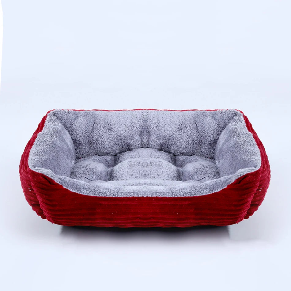 Plush Square Dog Bed – Calming Kennel Cushion for Small & Medium Pets