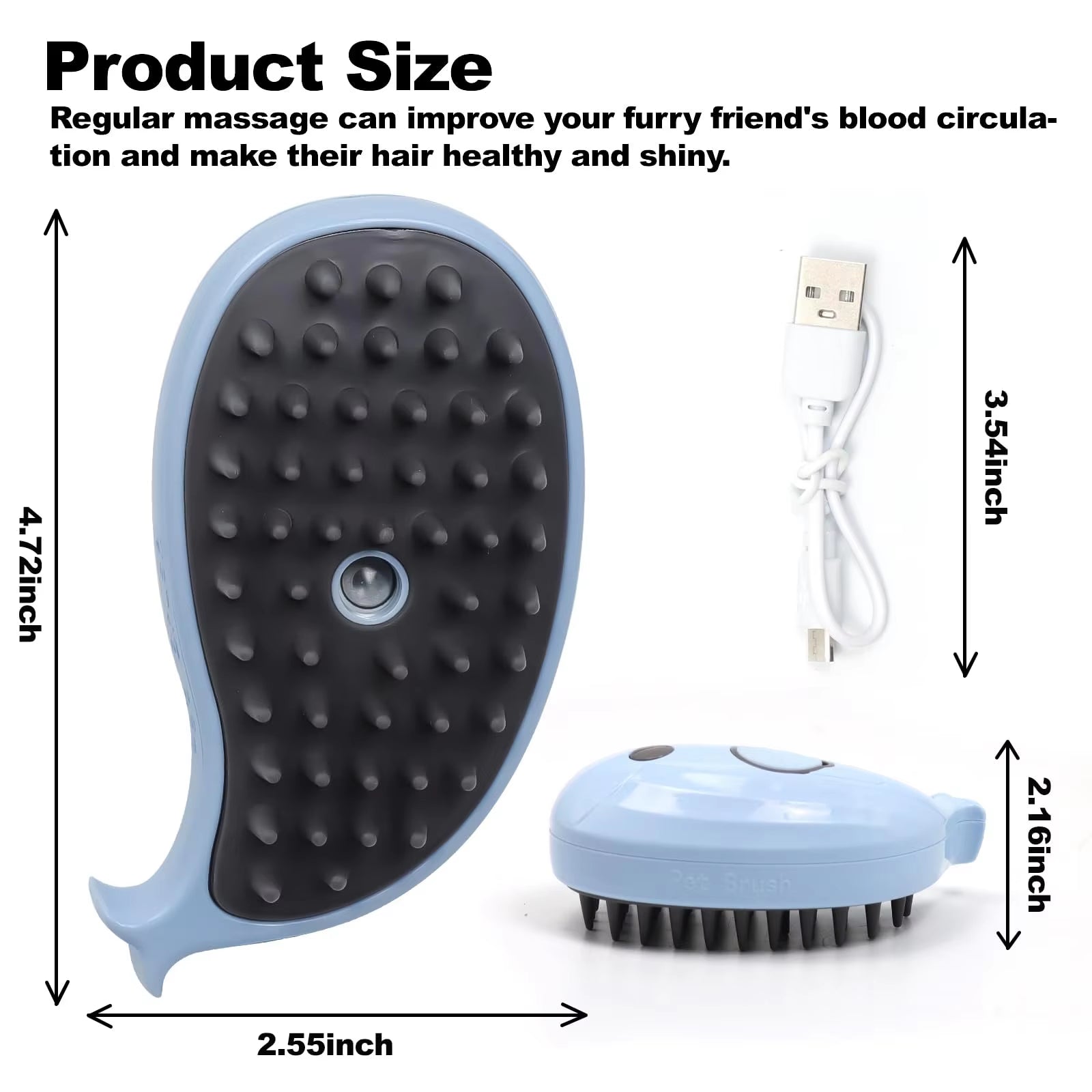 3-in-1 Cat Shed Steam Brush – Rechargeable Grooming & Steaming Pet Brush