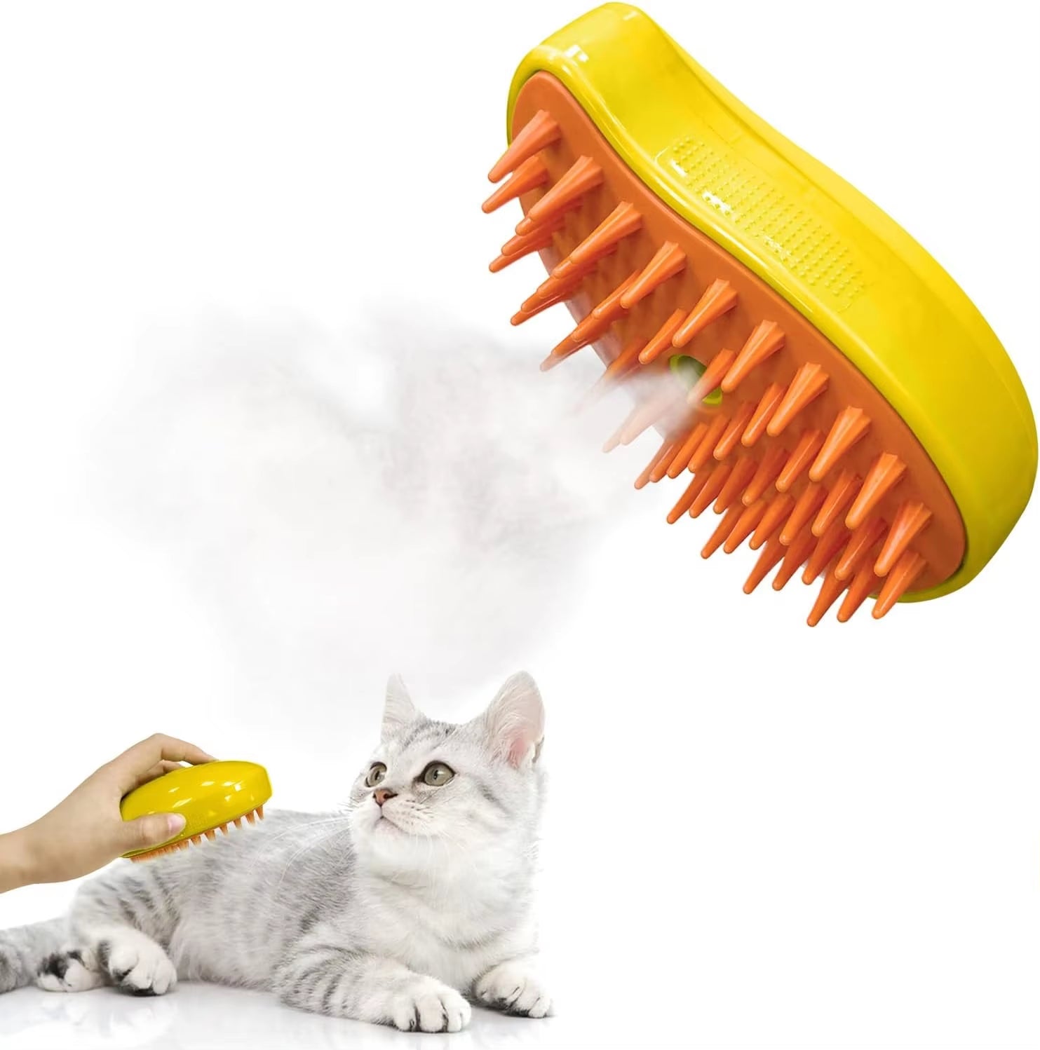 3-in-1 Cat Shed Steam Brush – Rechargeable Grooming & Steaming Pet Brush