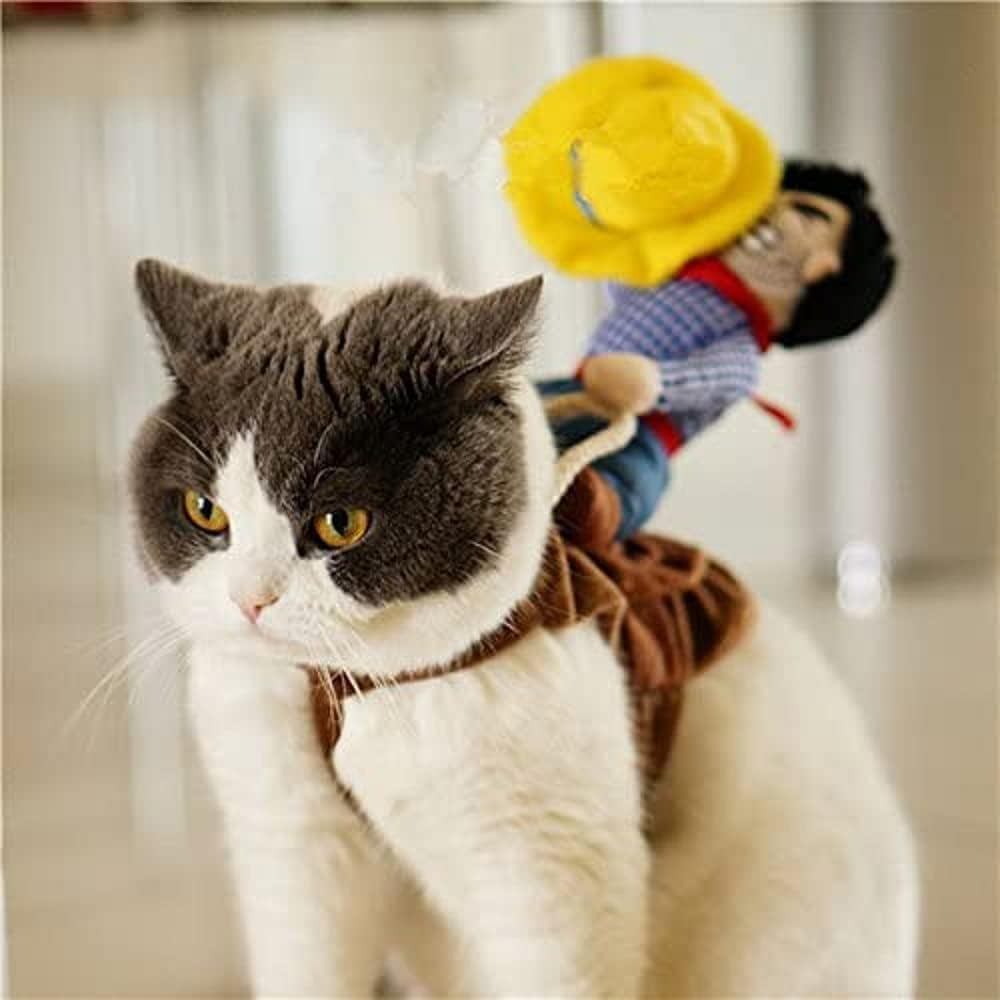 Halloween Cowboy Pet Costume – Funny Dog & Cat Rider Outfit (XL)