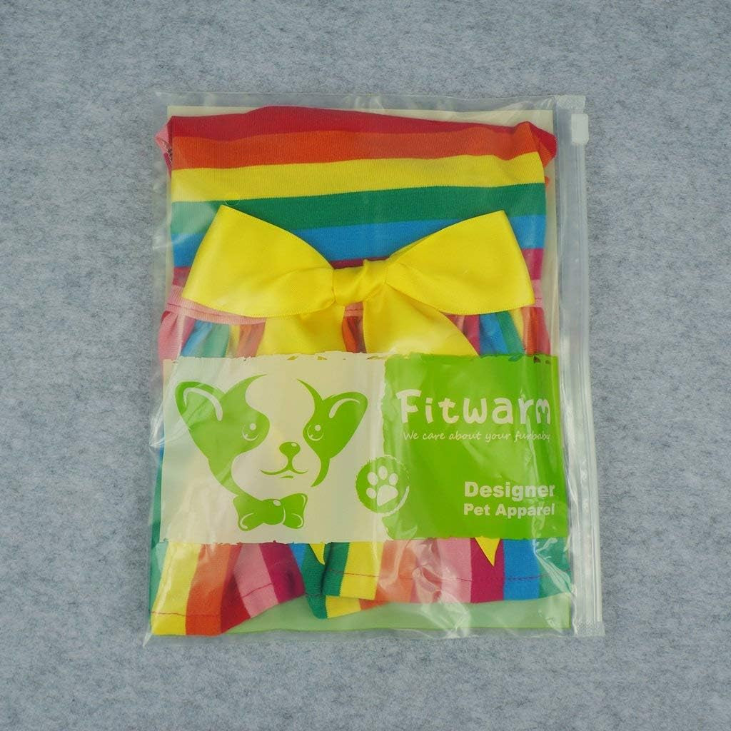 Rainbow Striped Dog Dress – Breathable Cotton, Summer Outfit (Small)