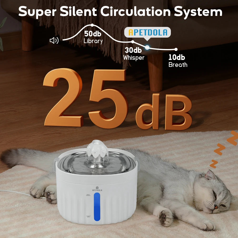 Automatic Cat Water Fountain – Stainless Steel, 6-Level Filtration (FP10)
