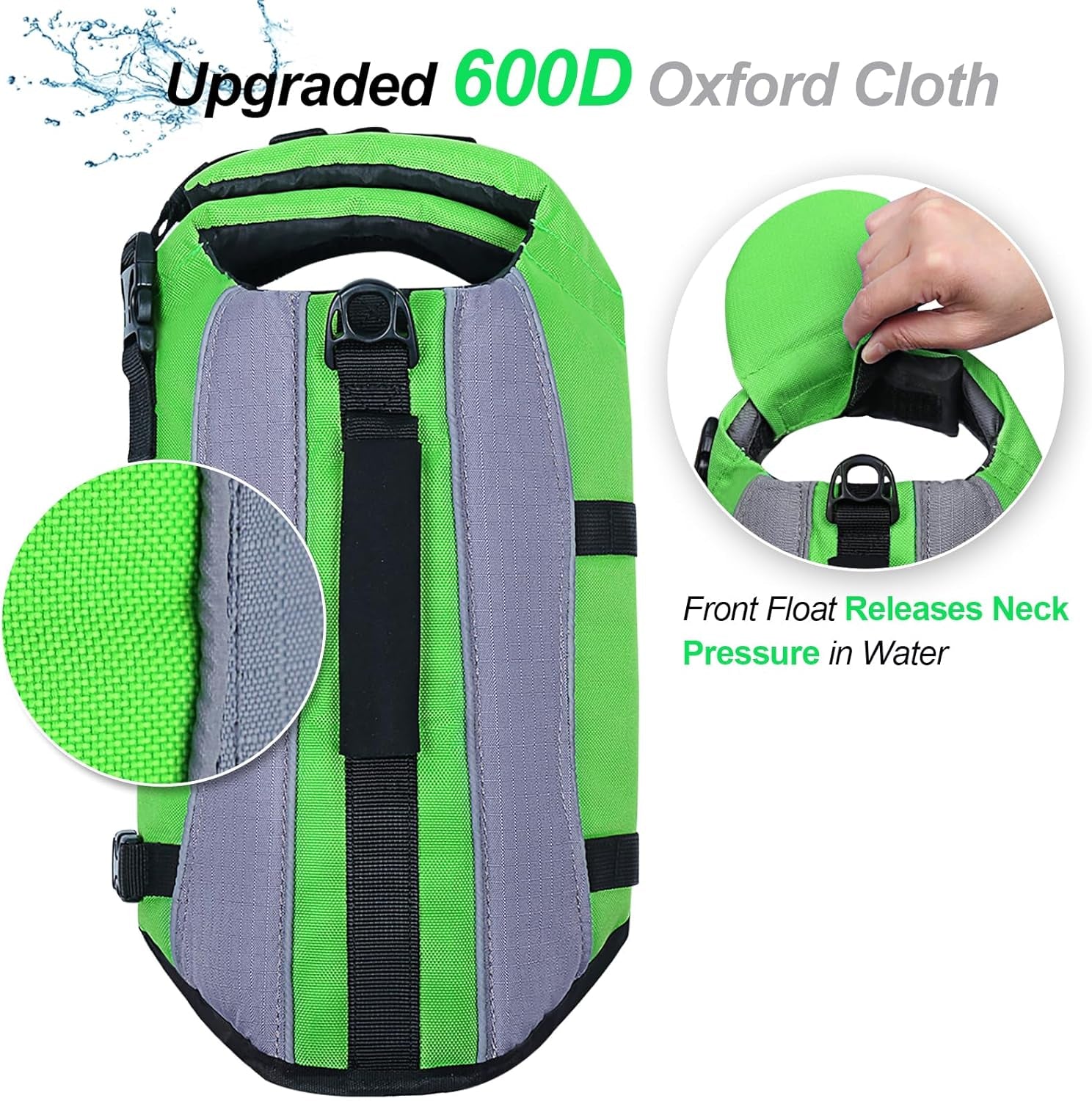 Dog Life Jacket – Removable Front Float, Reflective, Padded (Bright Green, S)