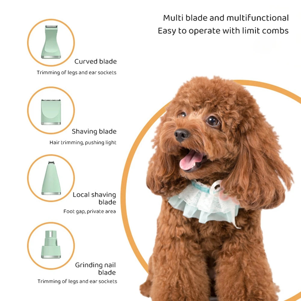 UBBT 4-in-1 Pet Grooming Kit – Clippers, Trimmer, Nail Grinder, Rechargeable