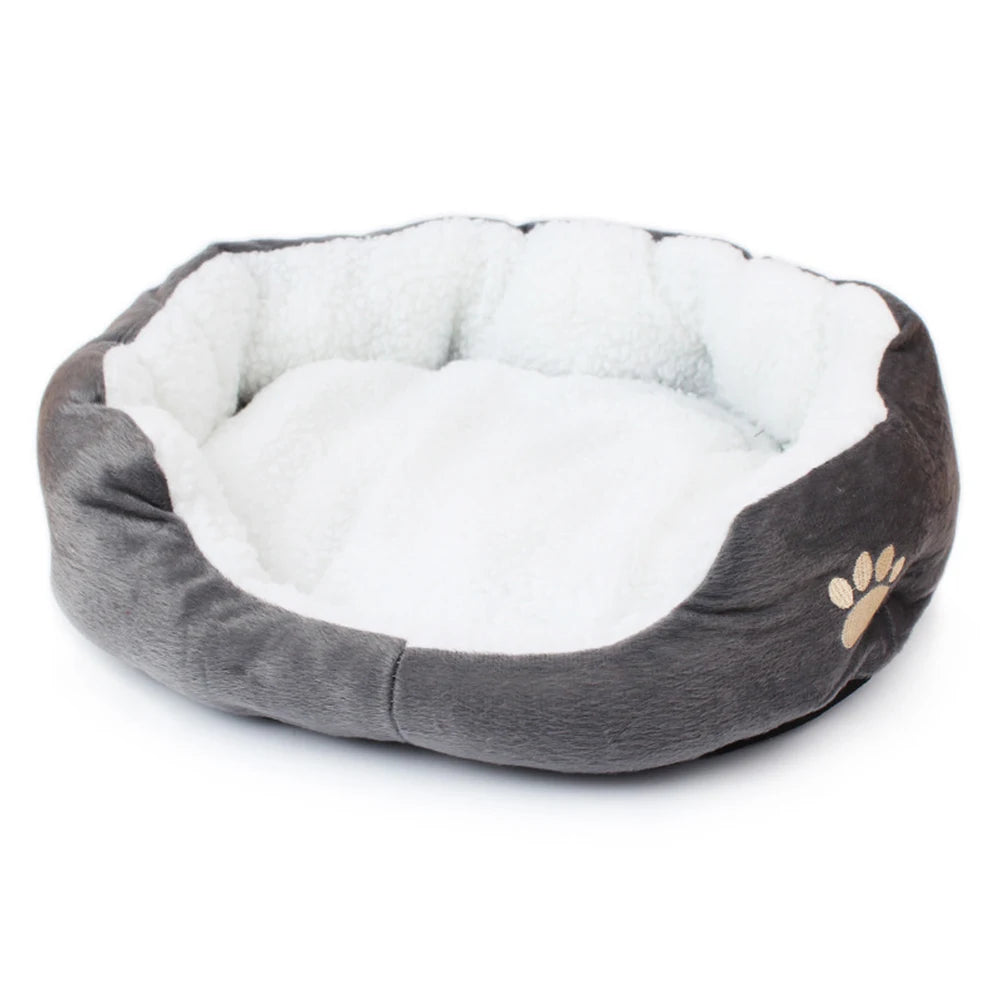 Plush Dog & Cat Bed – Thickened PP Cotton Cave Sofa for Small Pets