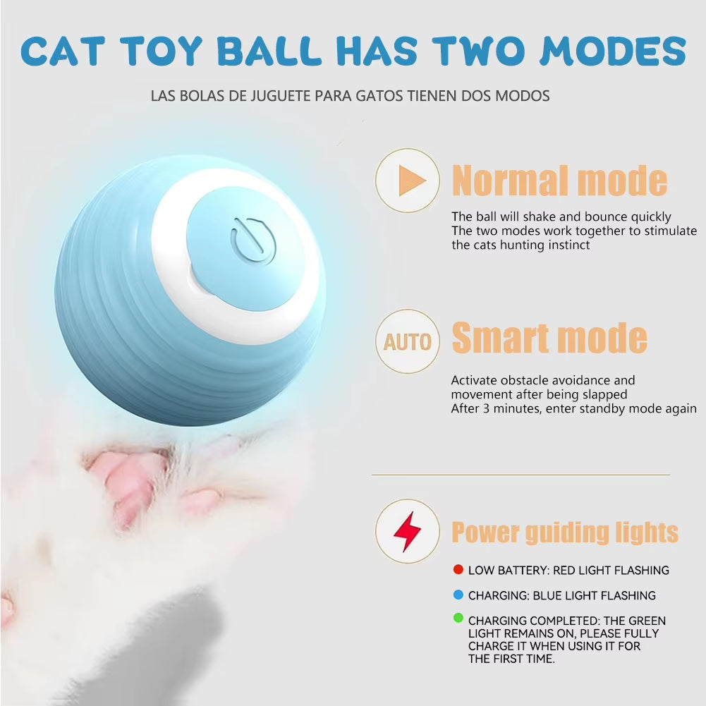Smart Rolling Cat Toy – USB Rechargeable Automatic Interactive Ball