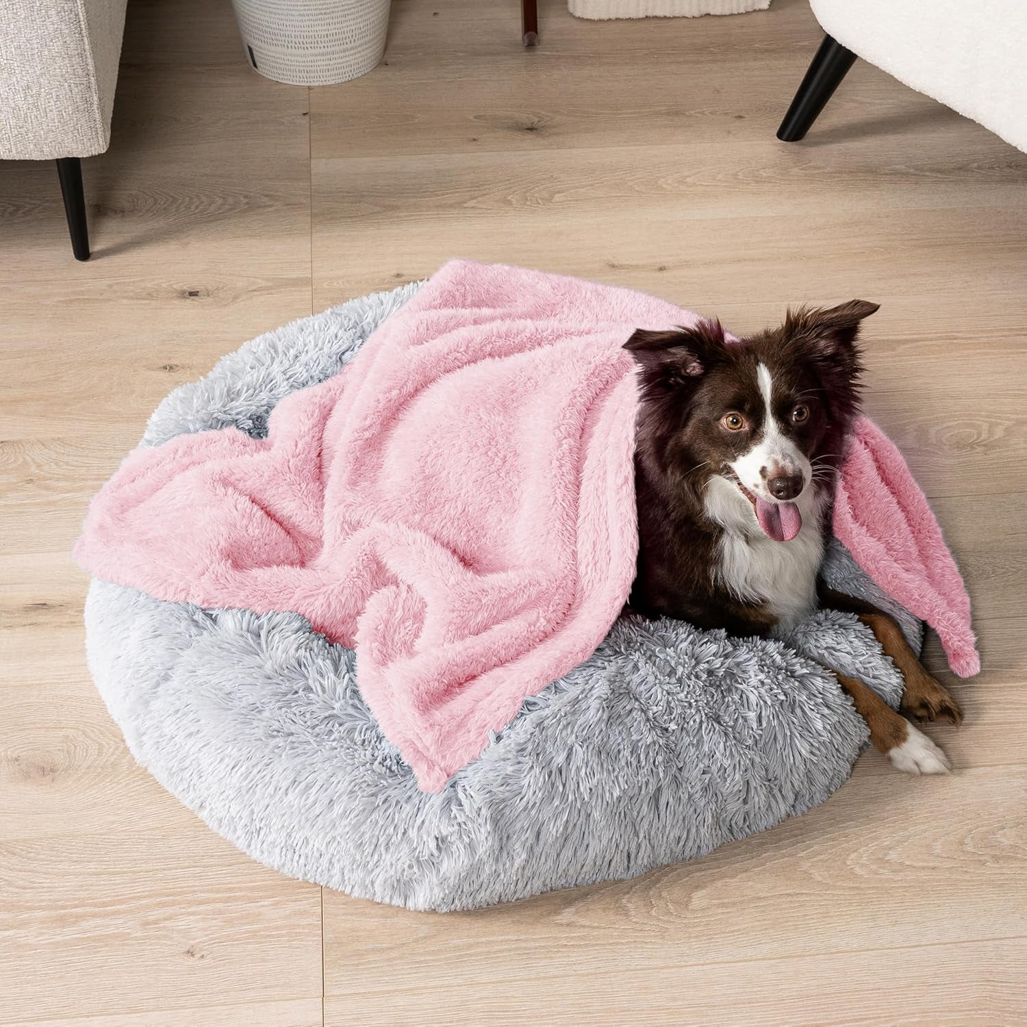 Fluffy Waterproof Dog Blanket – Soft Sherpa, Reversible, Washable (Pink Blush, 24x32