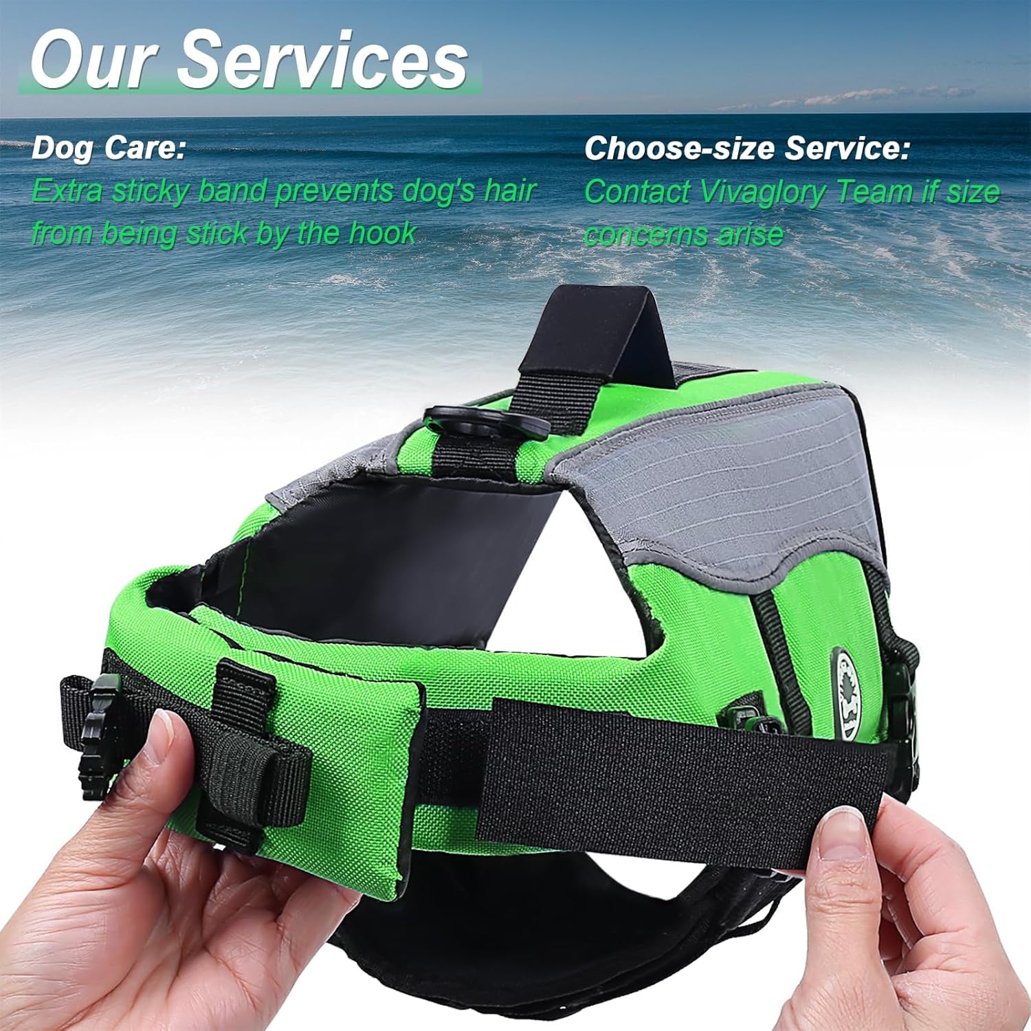 Dog Life Jacket – Removable Front Float, Reflective, Padded (Bright Green, S)