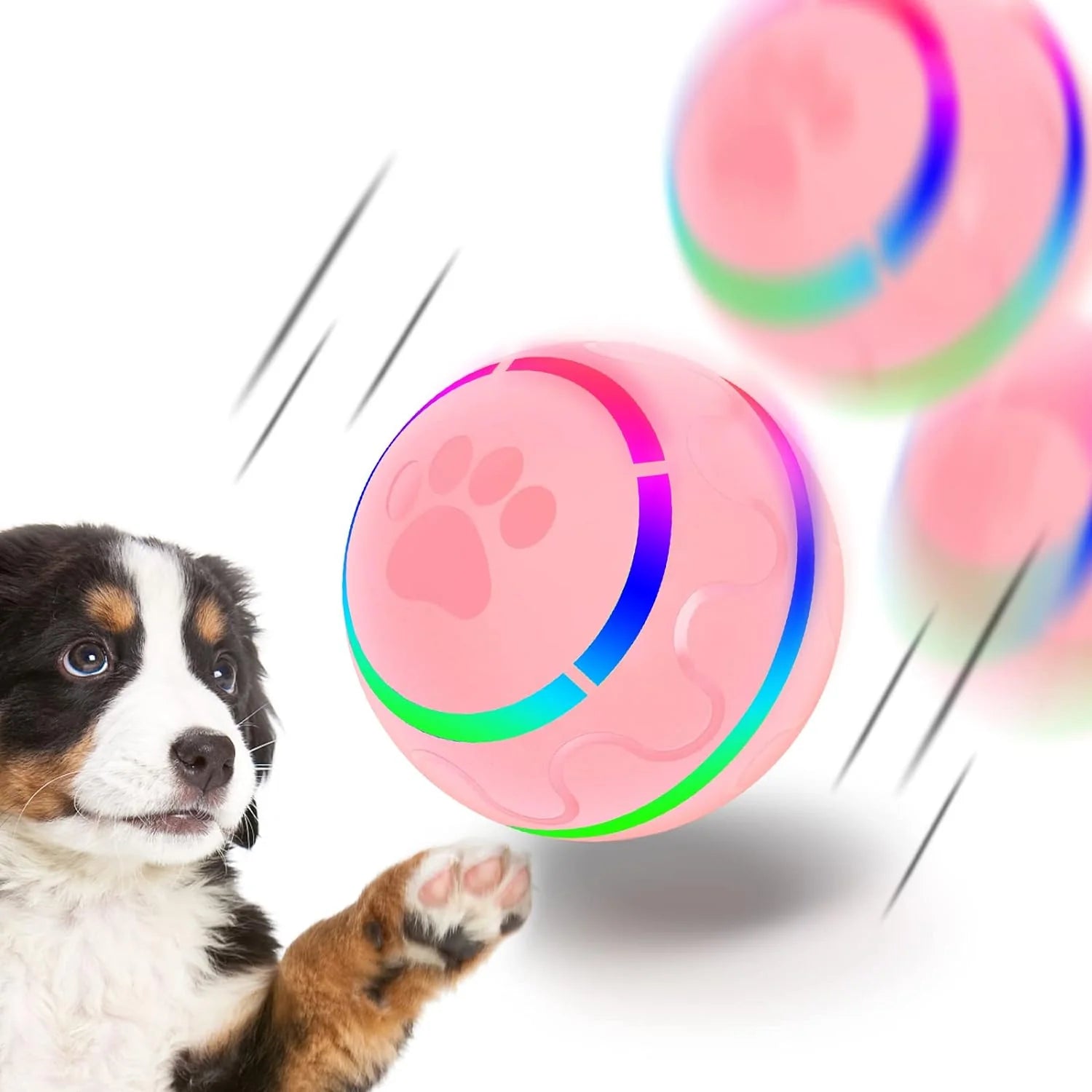 Peppy Pet Interactive Dog Ball – LED, Motion-Activated, USB Rechargeable