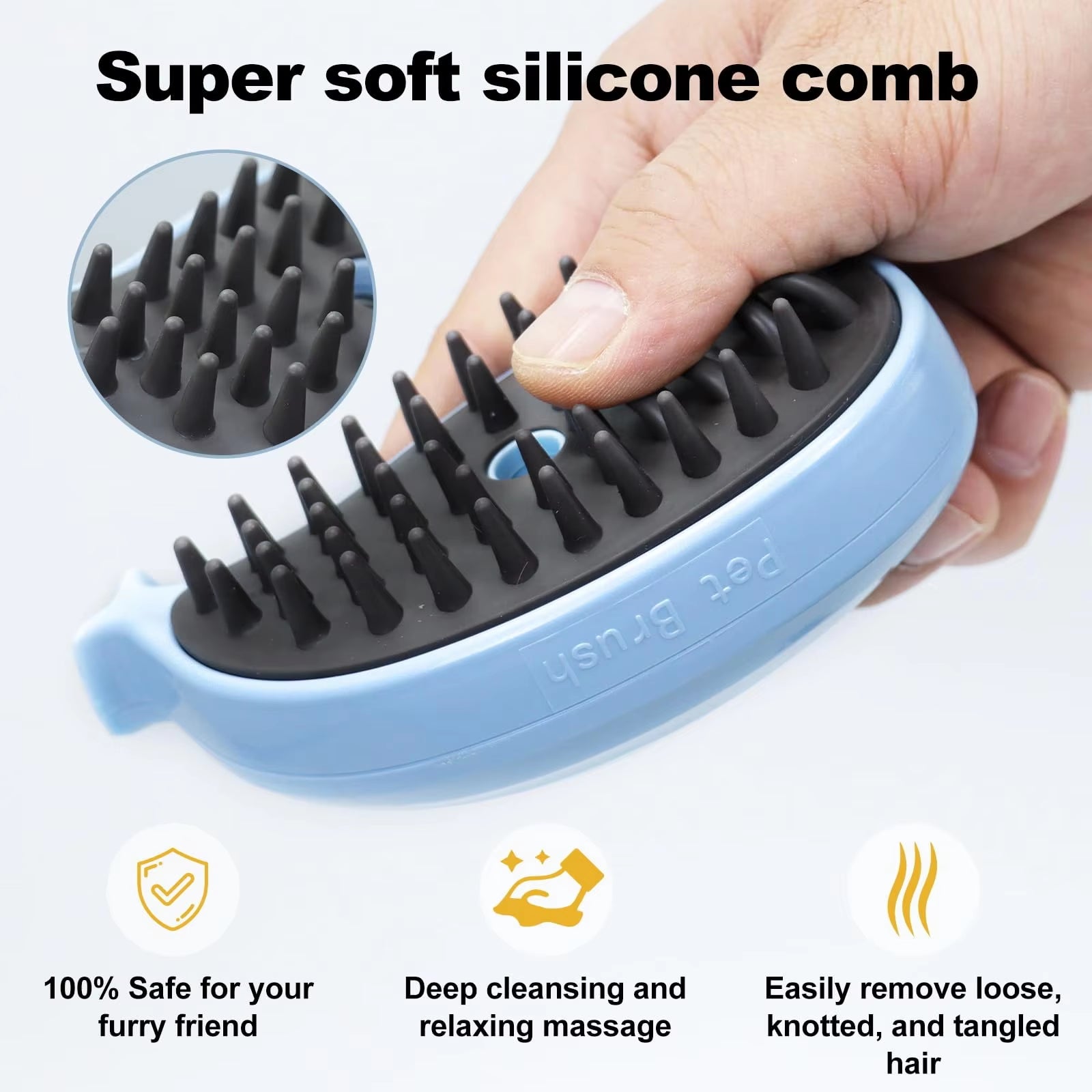 3-in-1 Cat Shed Steam Brush – Rechargeable Grooming & Steaming Pet Brush