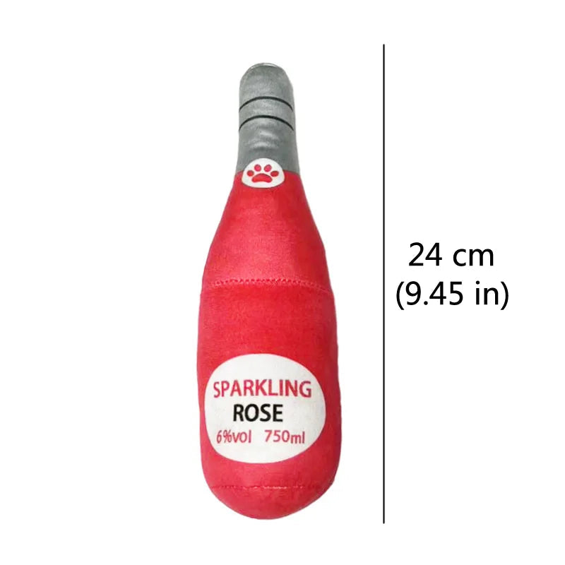 Plush Beer Bottle Dog Toy – Squeaky Chew Toy for Small & Large Dogs