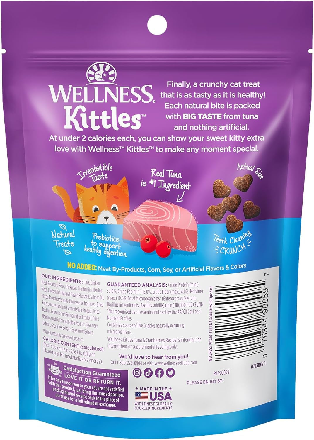 Kittles Grain-Free Cat Treats – Tuna & Cranberry Crunch (6oz)