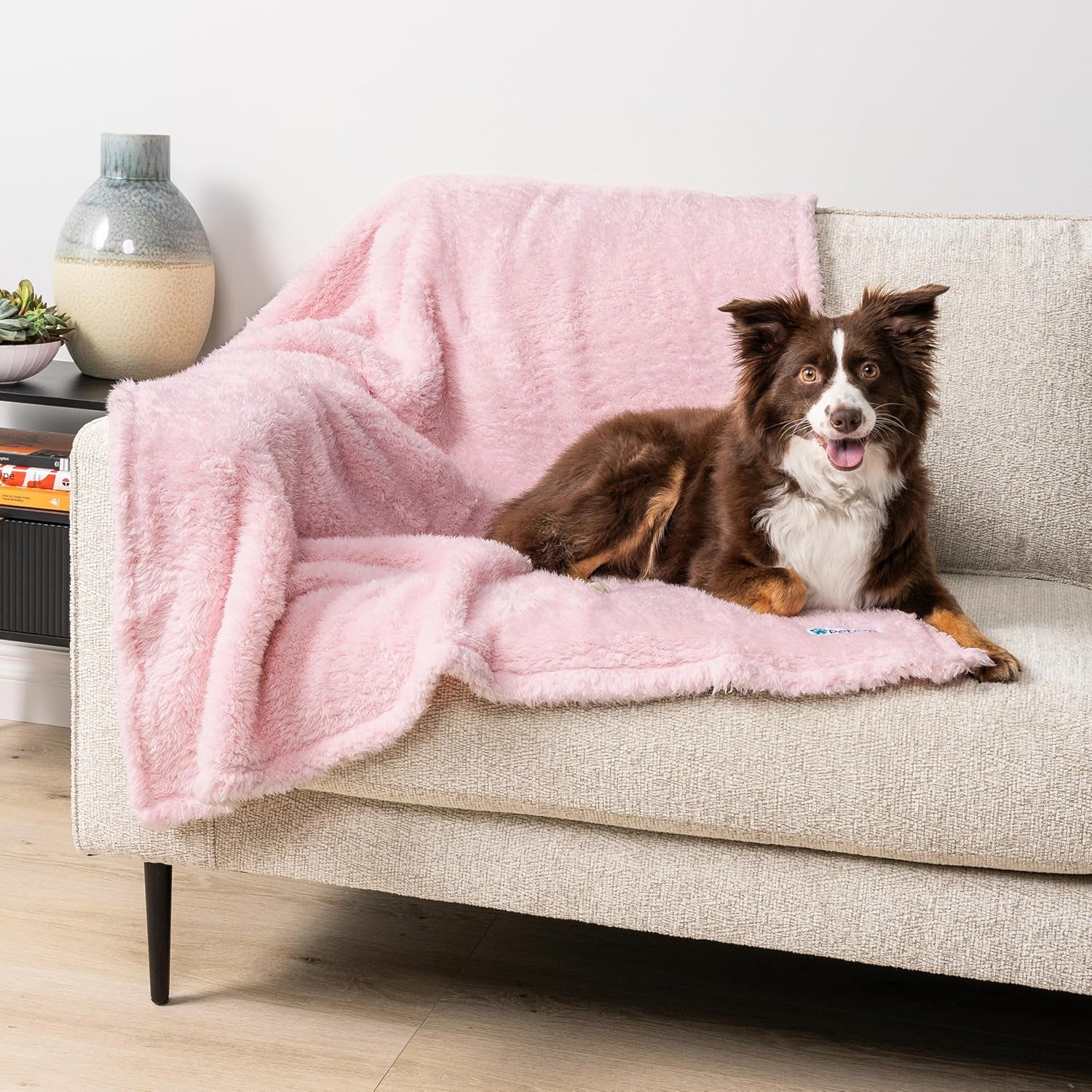 Fluffy Waterproof Dog Blanket – Soft Sherpa, Reversible, Washable (Pink Blush, 24x32
