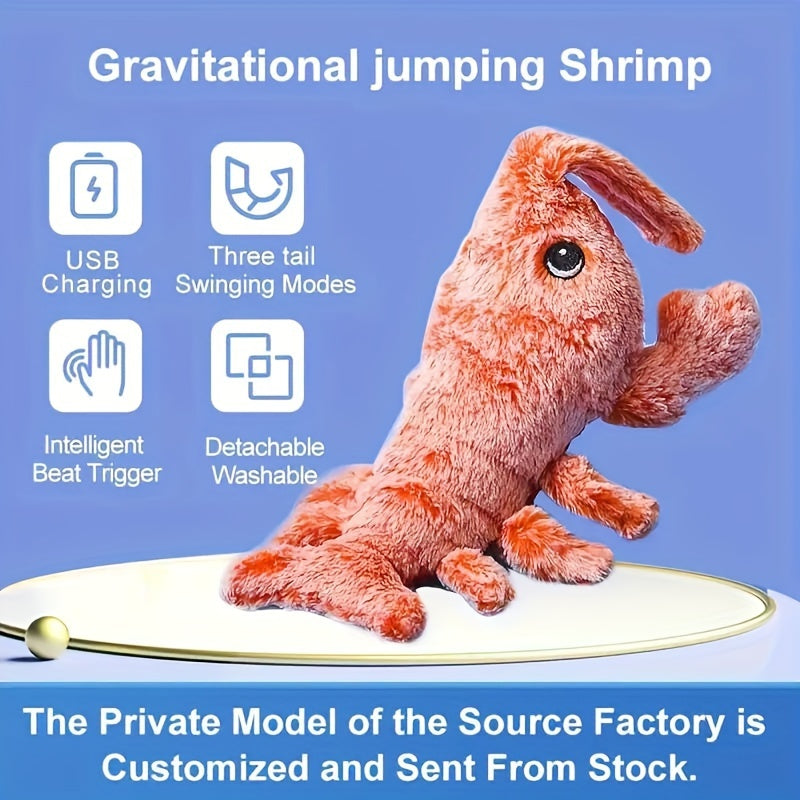 USB Rechargeable Jumping Lobster Toy – Interactive Plush with Catnip for Cats & Dogs