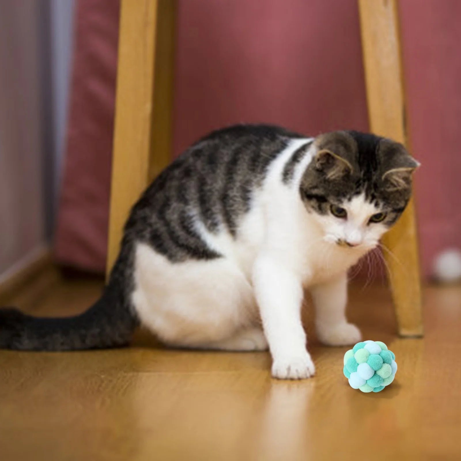 Colorful Fuzzy Cat Balls – Interactive Stretch Toy with Bell