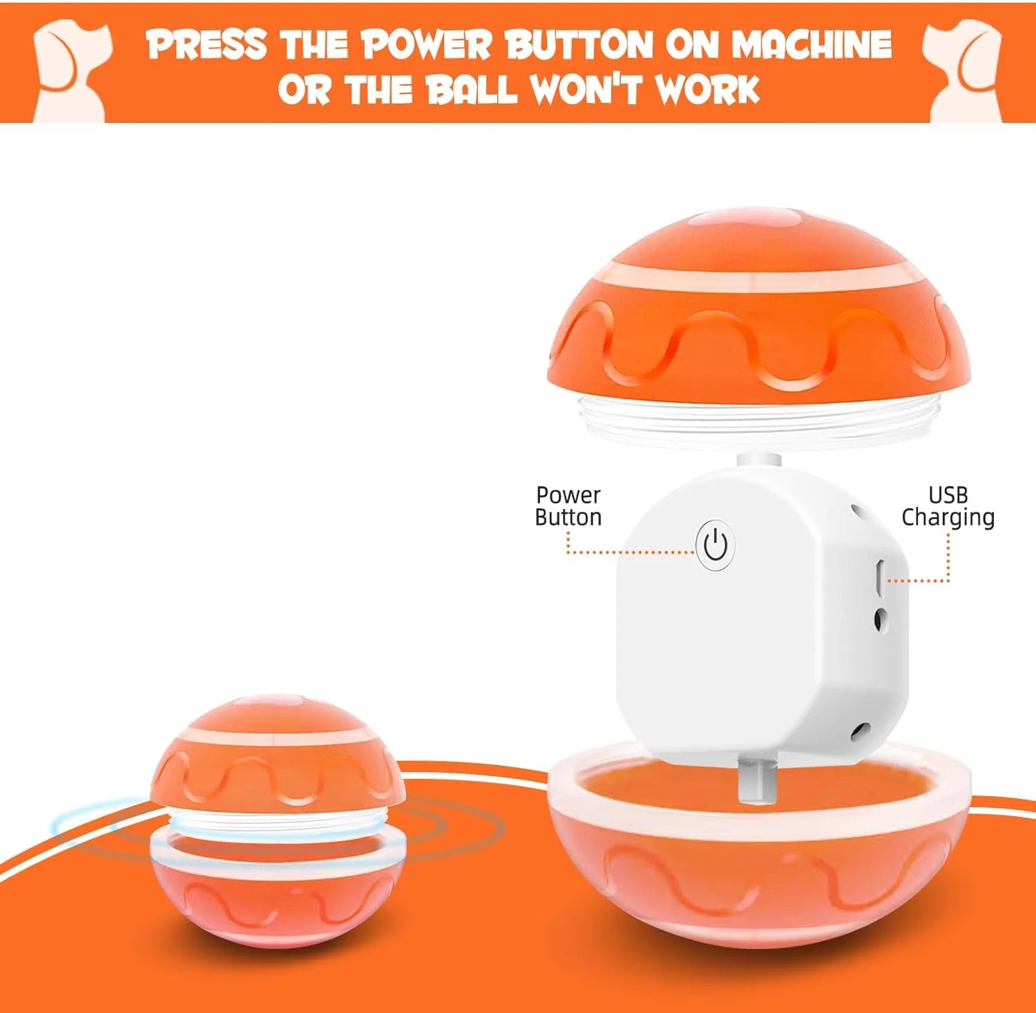 Peppy Pet Interactive Dog Ball – LED, Motion-Activated, USB Rechargeable