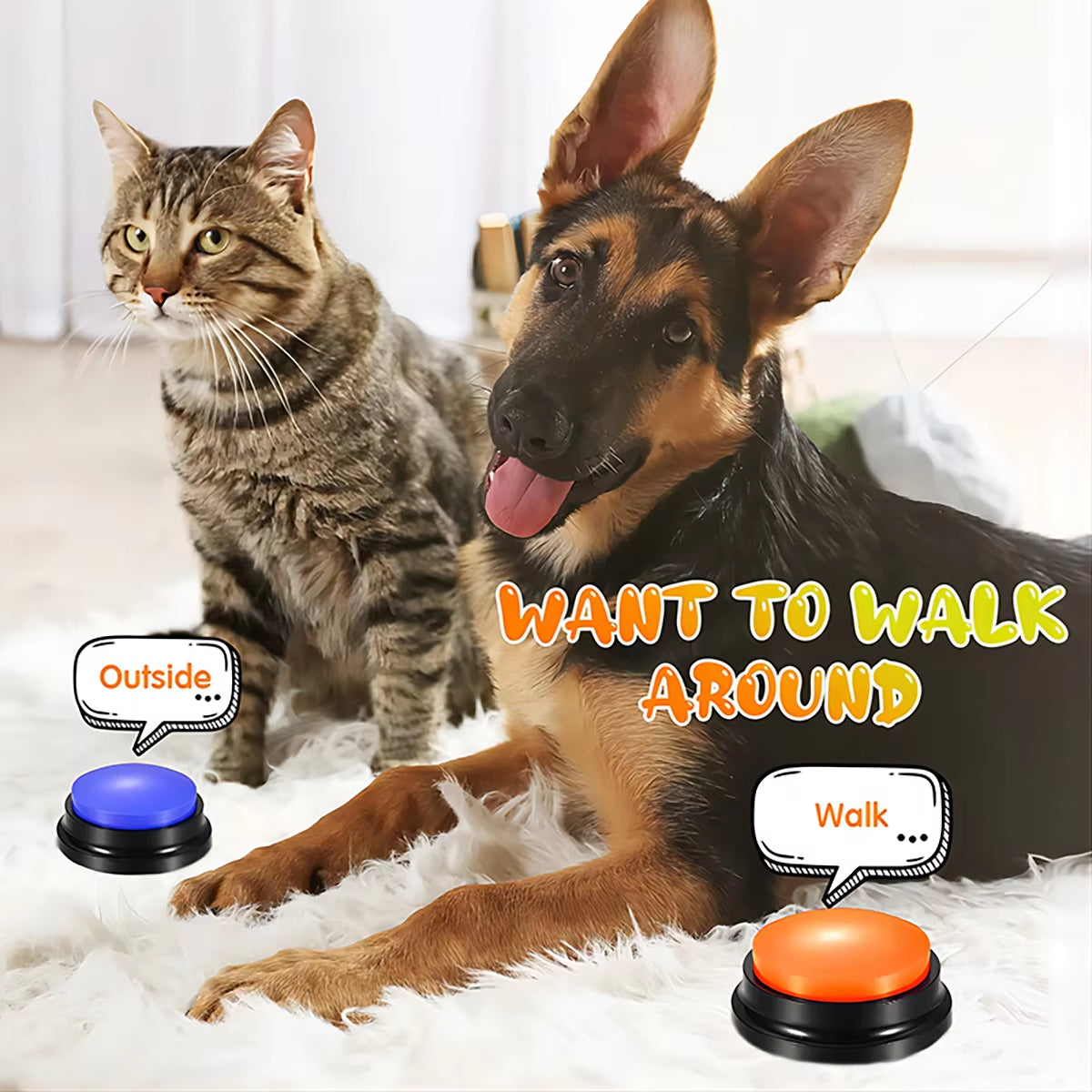 Recordable Talking Pet Buttons – Interactive & Portable Dog Training Toy