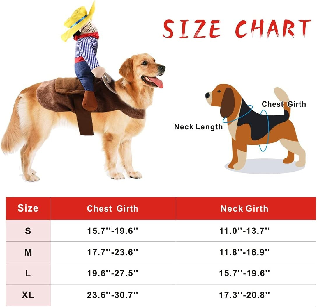 Halloween Cowboy Pet Costume – Funny Dog & Cat Rider Outfit (XL)
