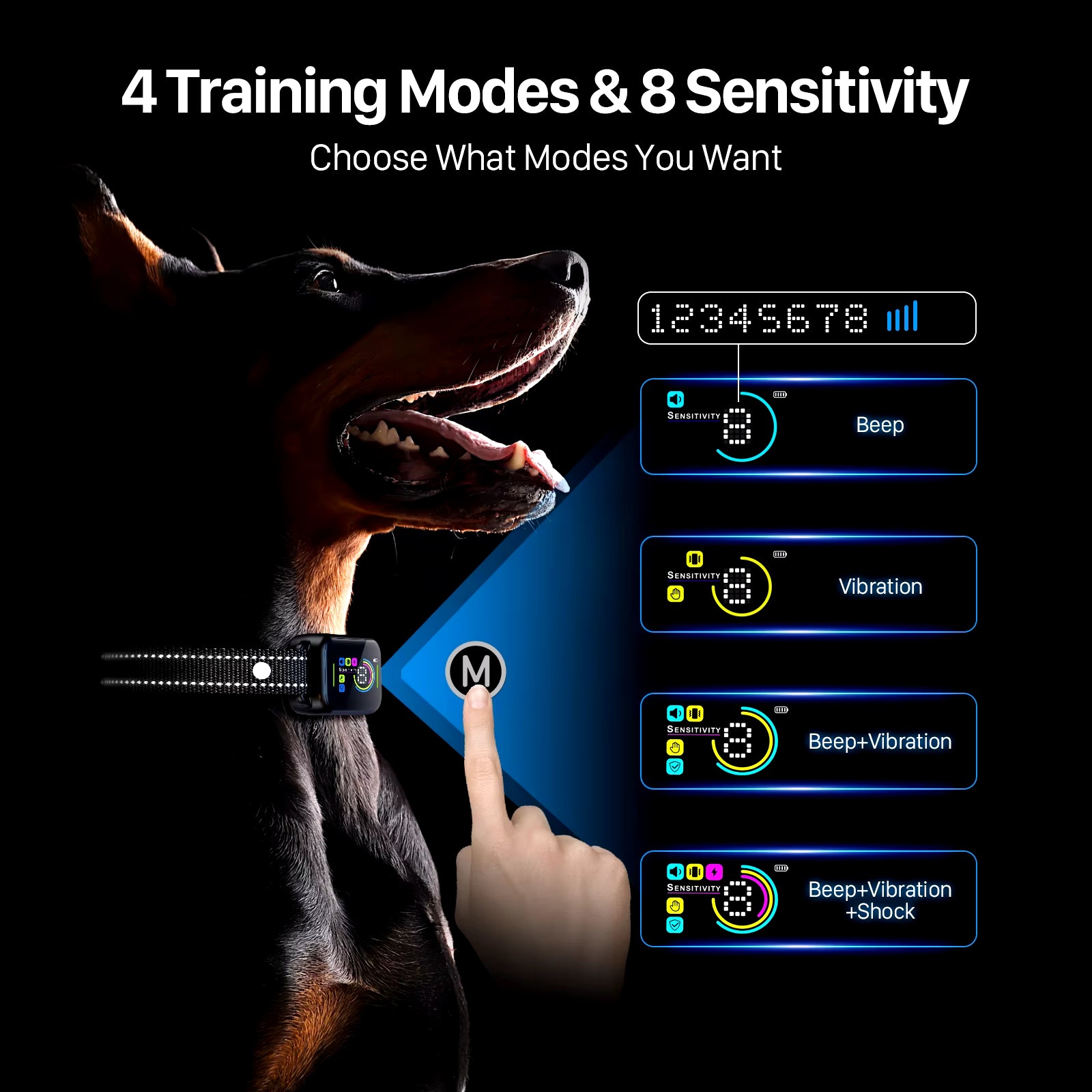 Anti-Bark Dog Training Collar – Waterproof, Vibration & Sound Control