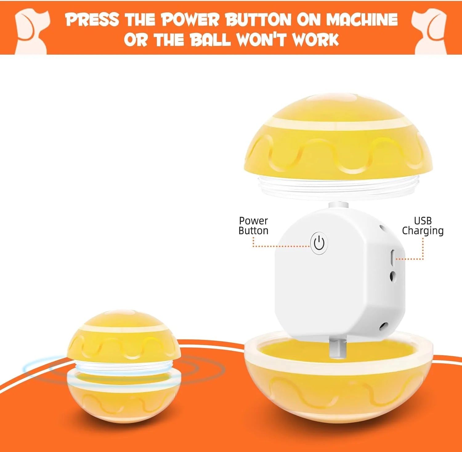 Peppy Pet Interactive Dog Ball – LED, Motion-Activated, USB Rechargeable