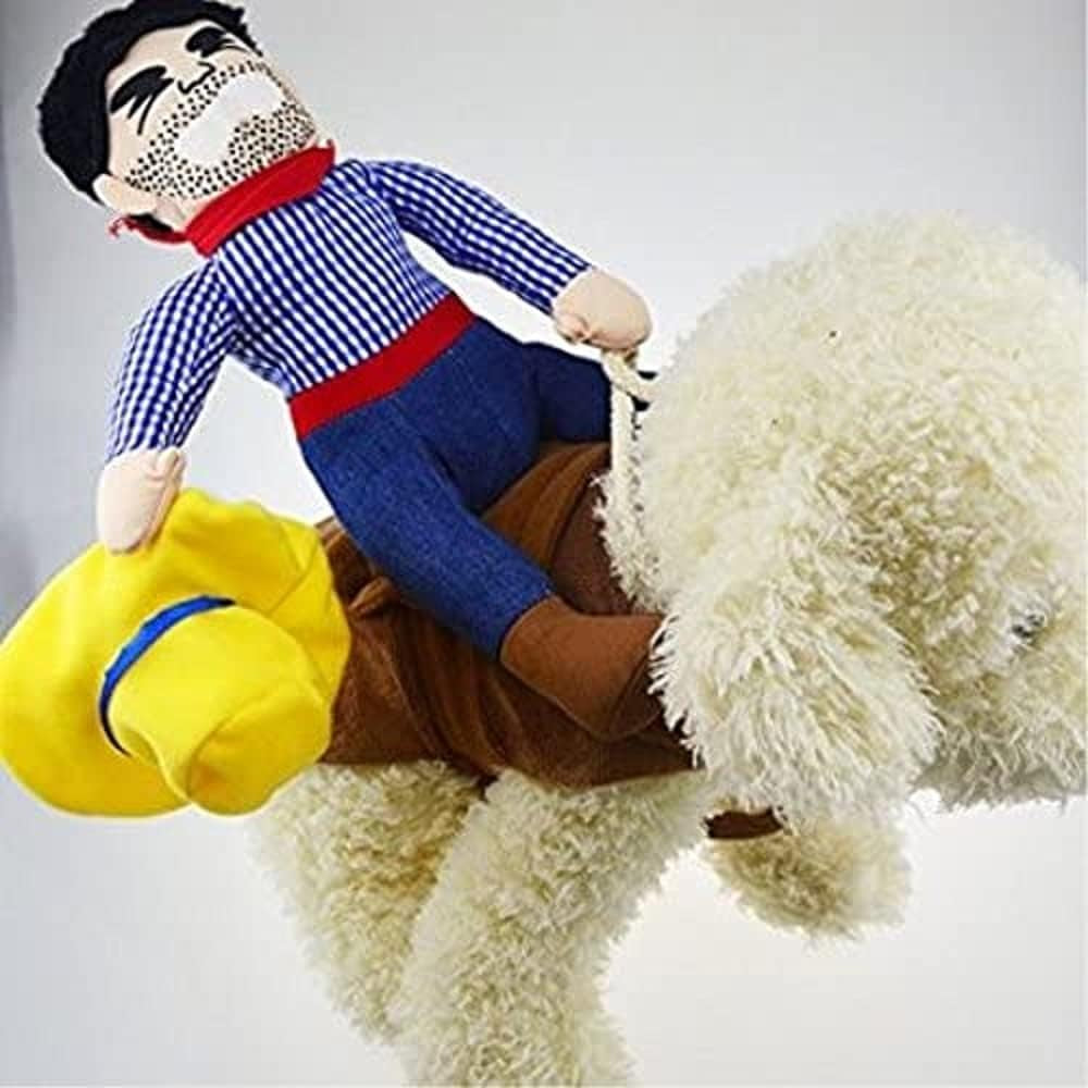 Halloween Cowboy Pet Costume – Funny Dog & Cat Rider Outfit (XL)