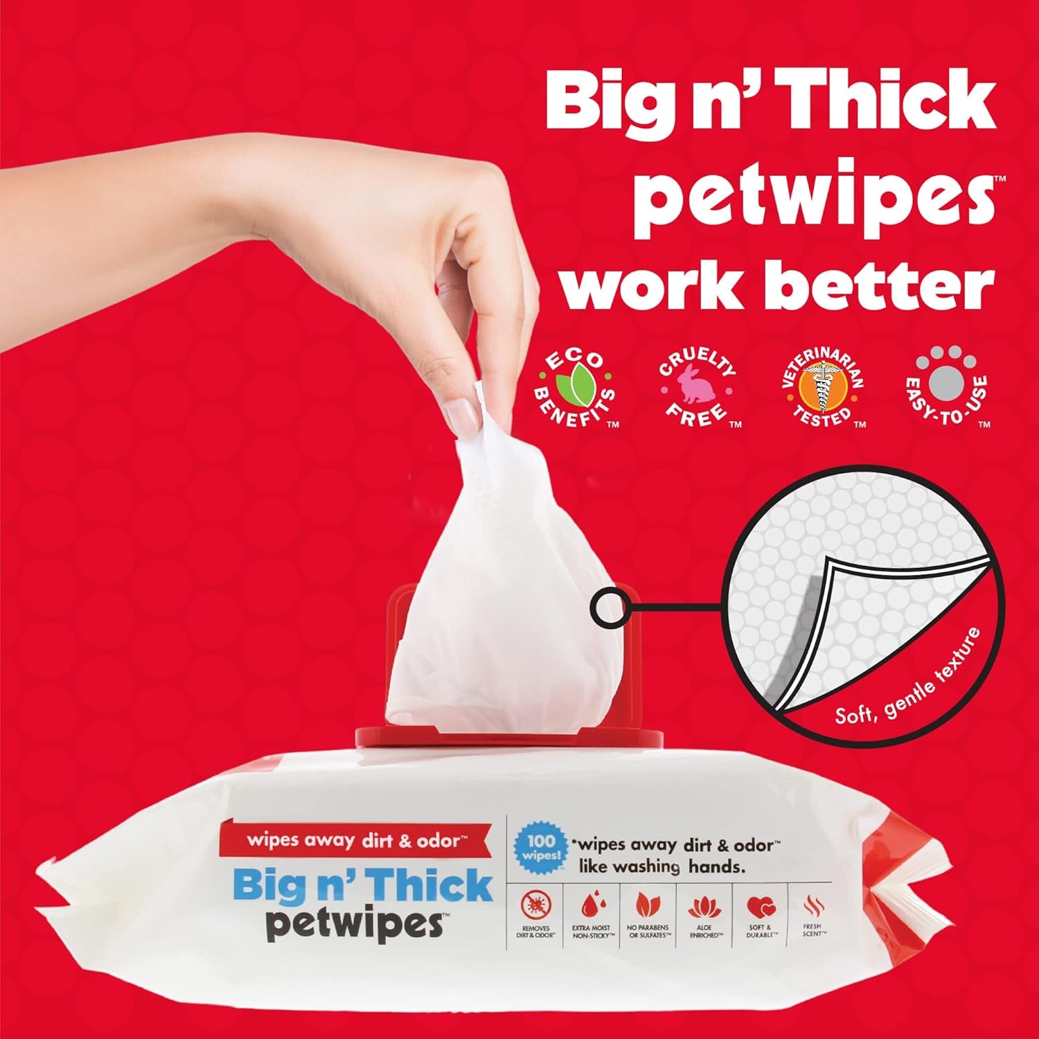 Pet Wipes for Dogs & Cats – Large, Odor-Removing & Gentle Cleaning (100 Count)