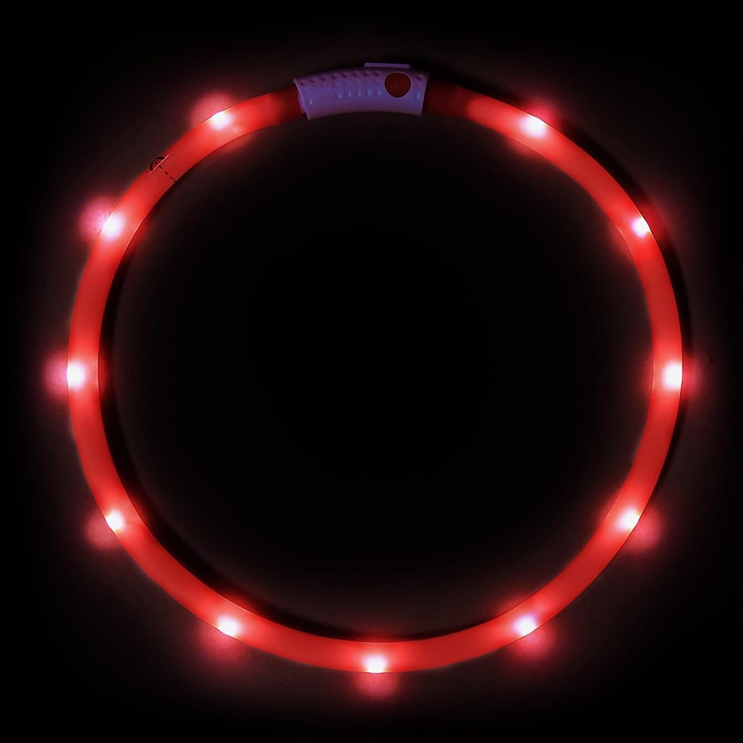 USB Rechargeable LED Dog Collar – Glow-in-the-Dark Silicone (Red)