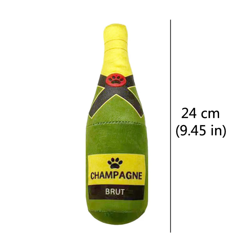 Plush Beer Bottle Dog Toy – Squeaky Chew Toy for Small & Large Dogs