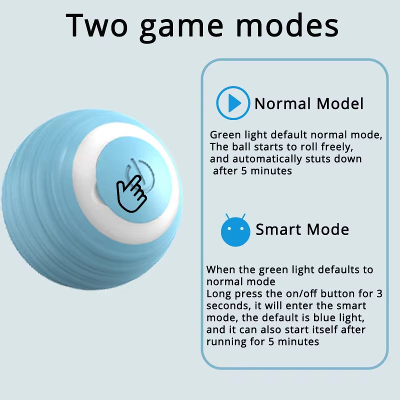 Smart Interactive Cat Toy Ball – Rechargeable, Automatic Motion, 2 Modes