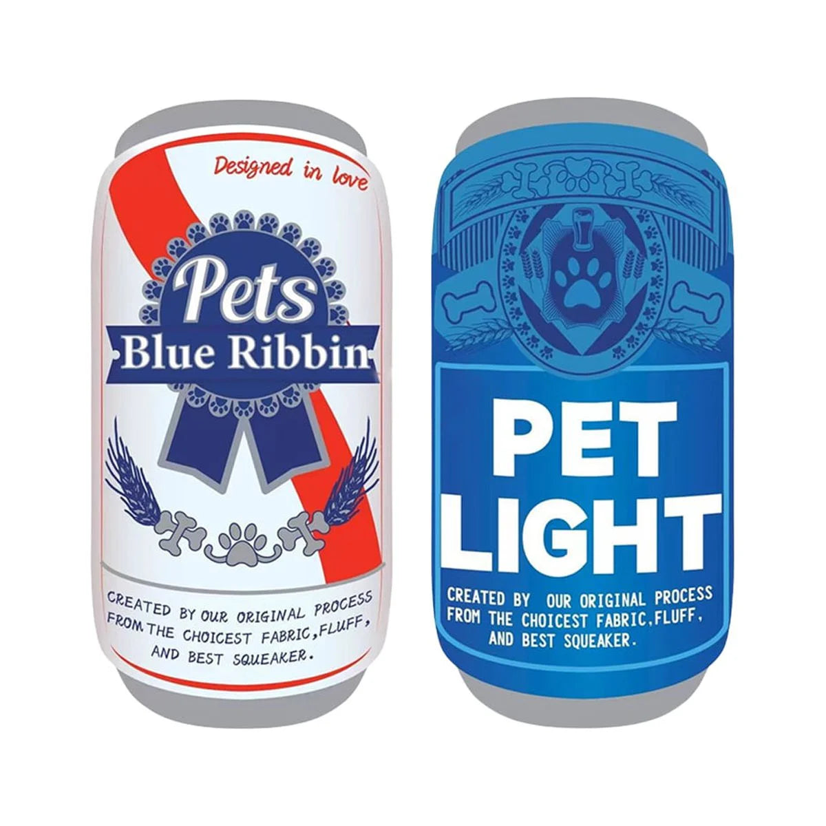 2-Pack Plush Squeaky Dog Toys – Beer Can & Chicken Leg Chew Set