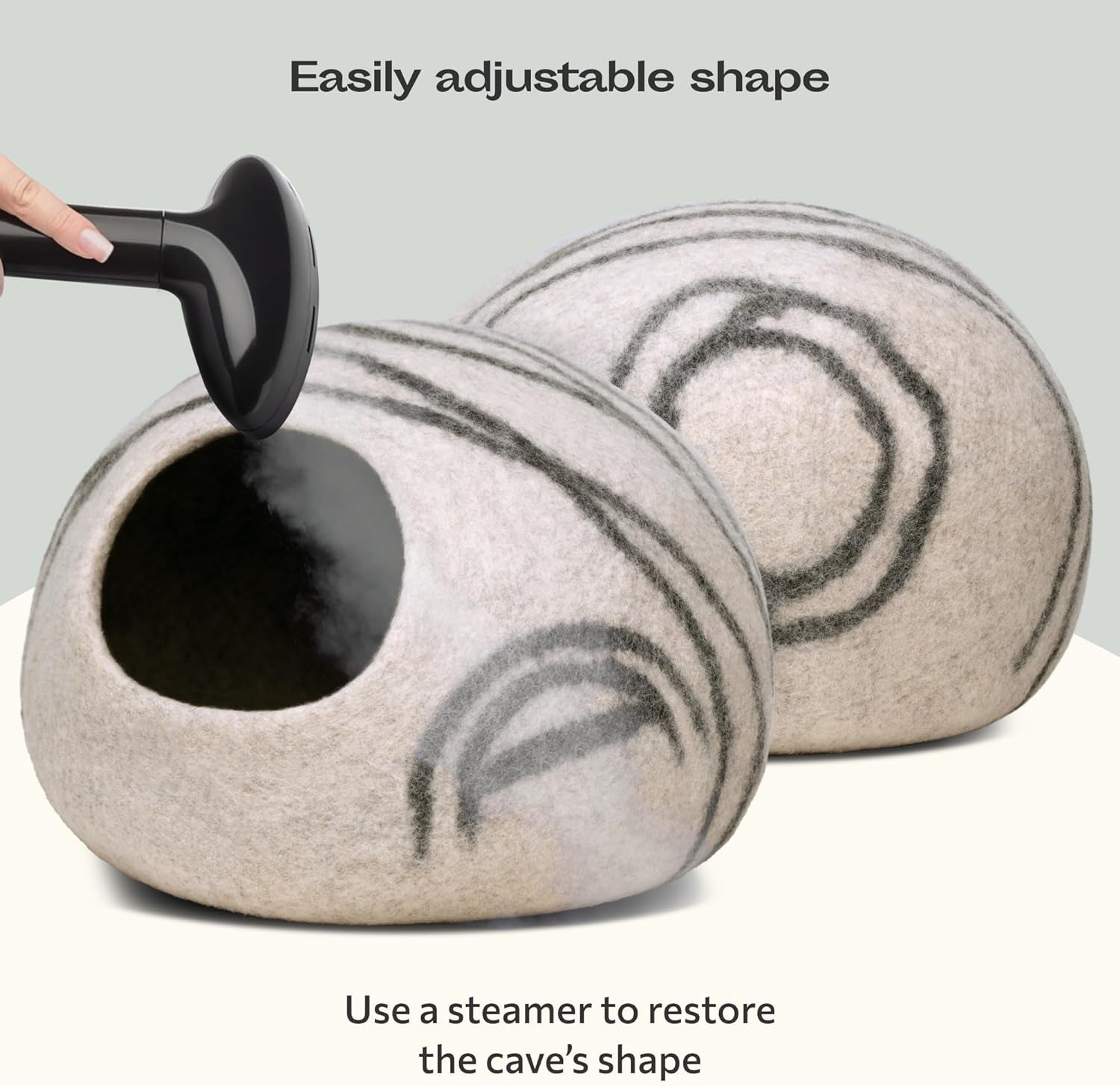 Handmade Merino Wool Cat Cave – Premium Felt Bed for Indoor Cats (Large, Light Grey)