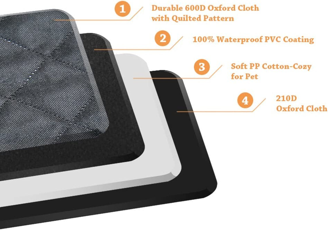 Luxury Quilted Dog Car Seat Cover – Waterproof, Non-Slip, Side Flaps (Black, 57