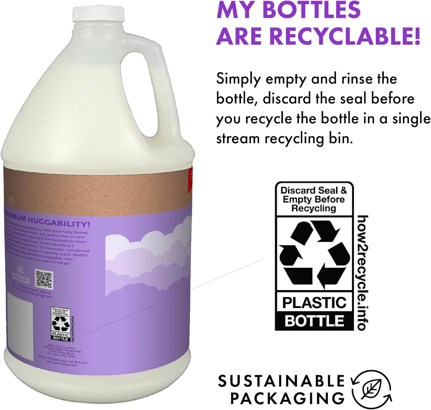 Buddy Wash 2-in-1 Dog Shampoo & Conditioner – Lavender & Mint (1 Gal)