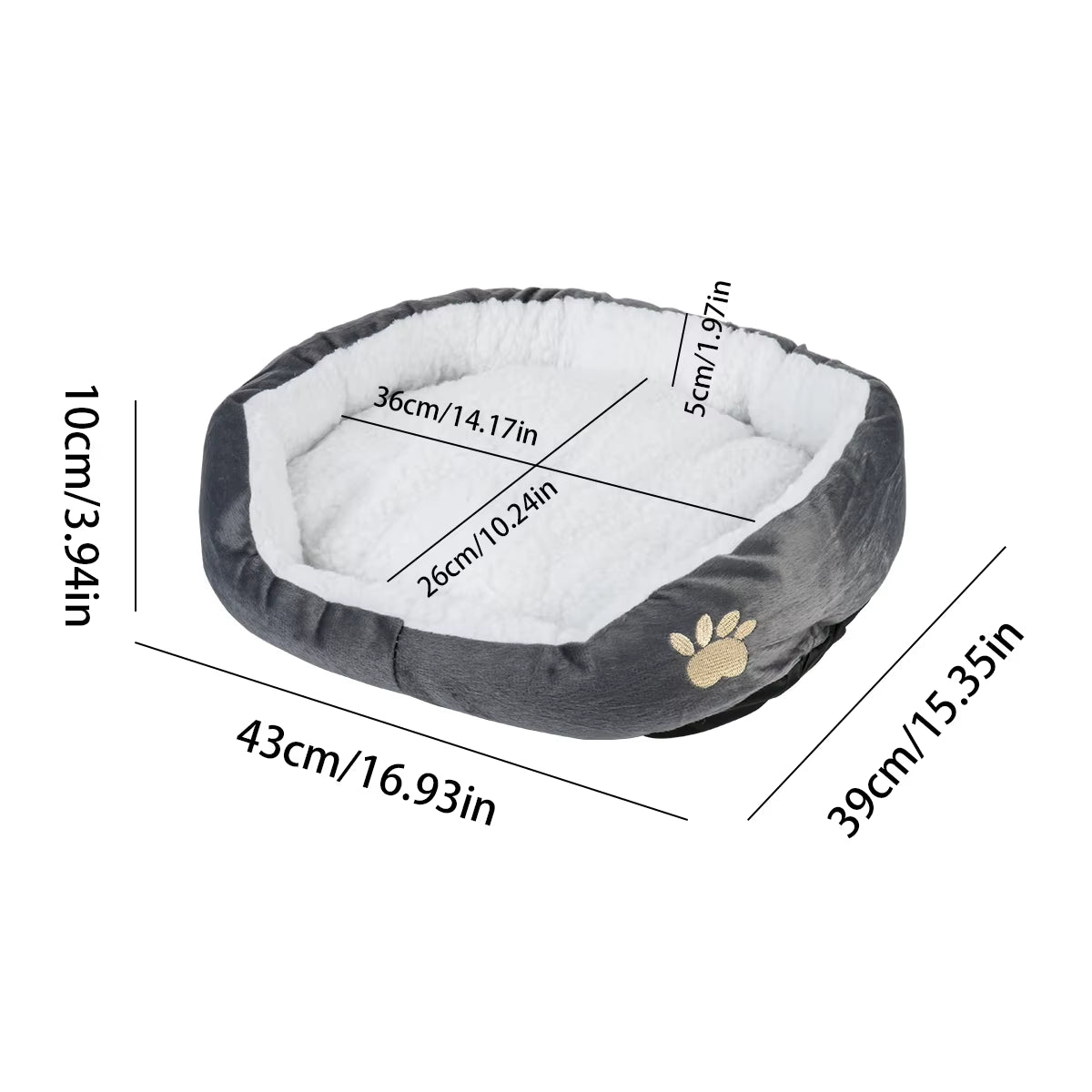 Plush Dog & Cat Bed – Thickened PP Cotton Cave Sofa for Small Pets