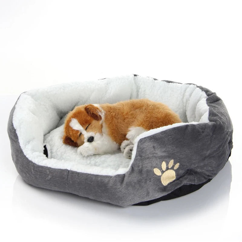 Plush Dog & Cat Bed – Thickened PP Cotton Cave Sofa for Small Pets