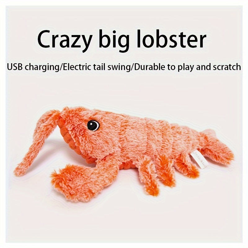 USB Rechargeable Jumping Lobster Toy – Interactive Plush with Catnip for Cats & Dogs