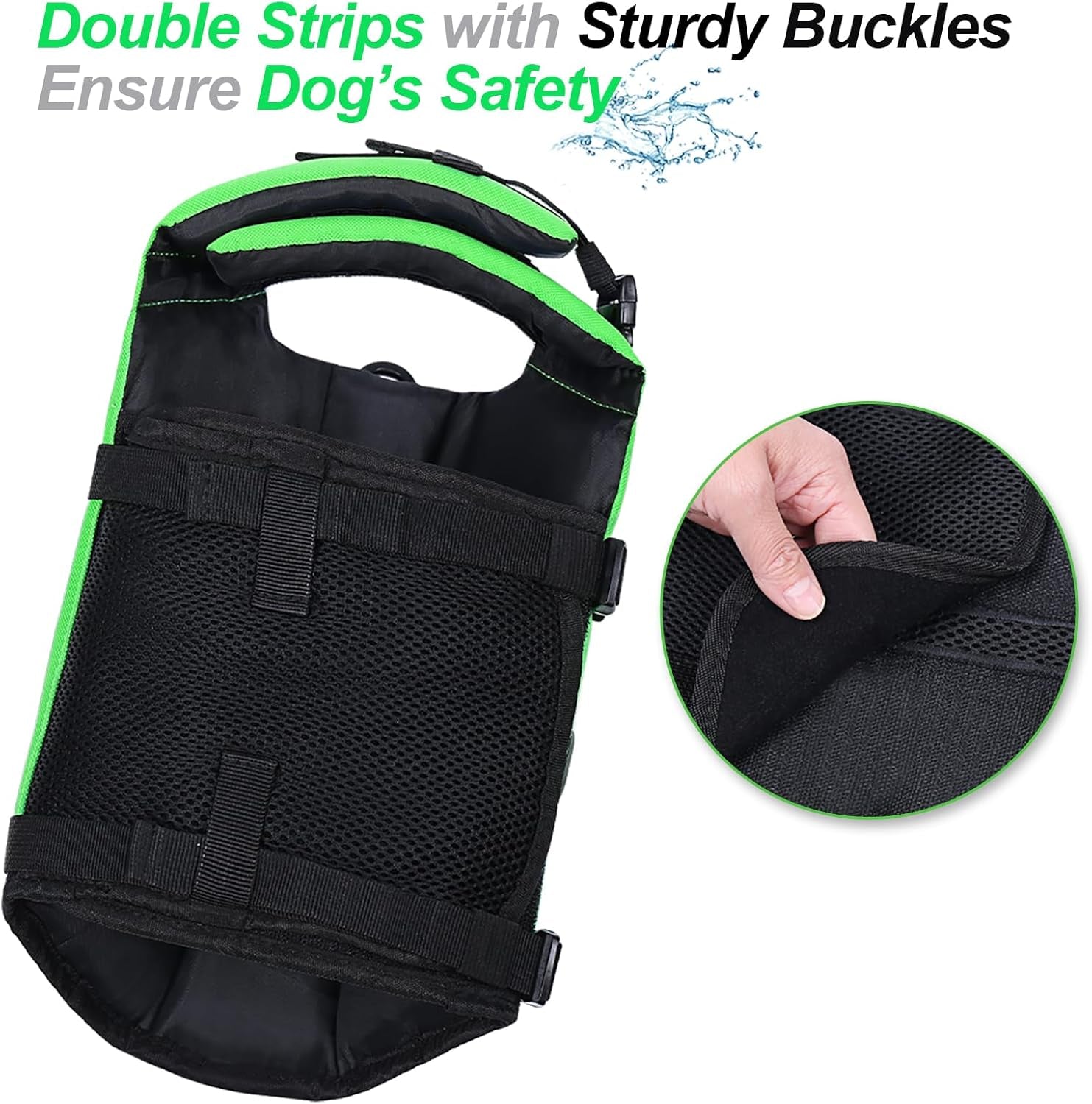 Dog Life Jacket – Removable Front Float, Reflective, Padded (Bright Green, S)