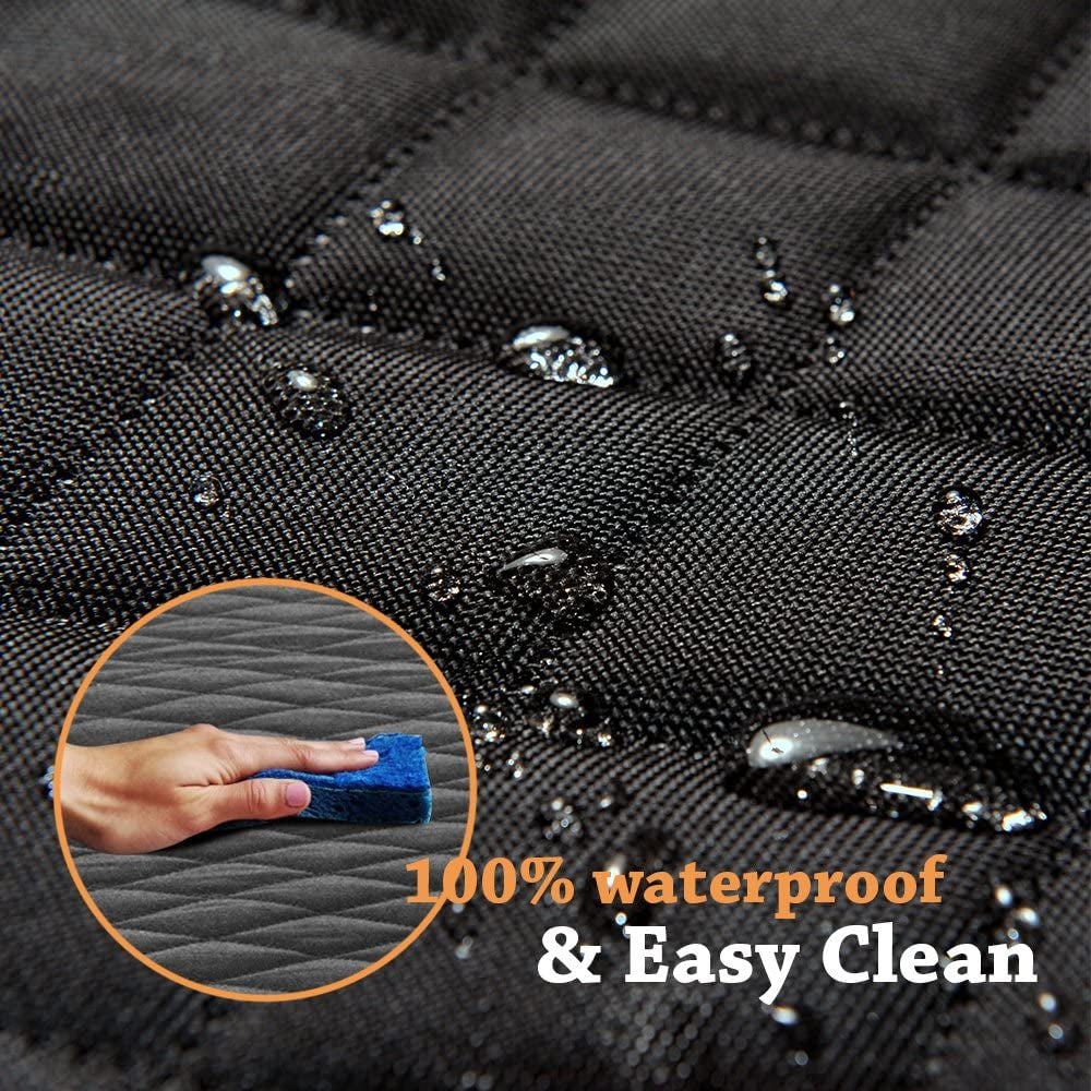 Luxury Quilted Dog Car Seat Cover – Waterproof, Non-Slip, Side Flaps (Black, 57